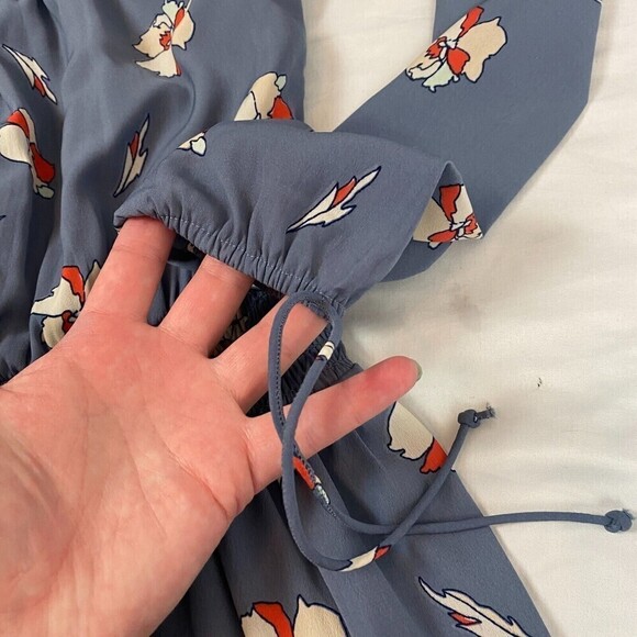 Abercrombie & Fitch Blue Floral Smocked Off The Shoulder Babydoll Mini Dress S - Picture 6 of 14